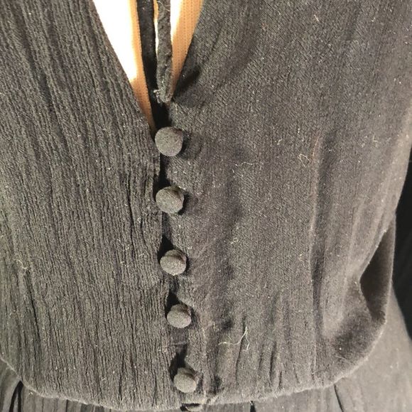 Free People Black Flowing Wednesday Addams Dress Deep V Neck Hocus Pocus Sz 2 - Picture 4 of 16